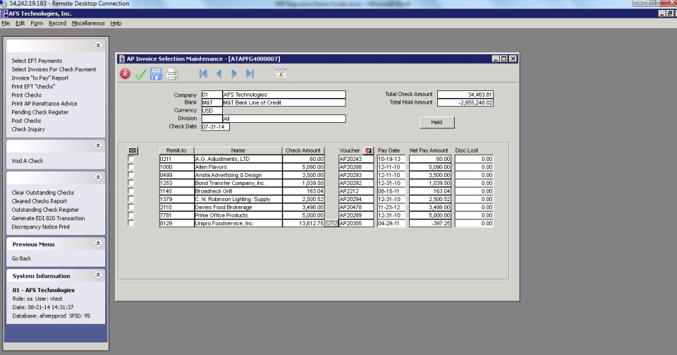 screenshot of Ignition ERP
